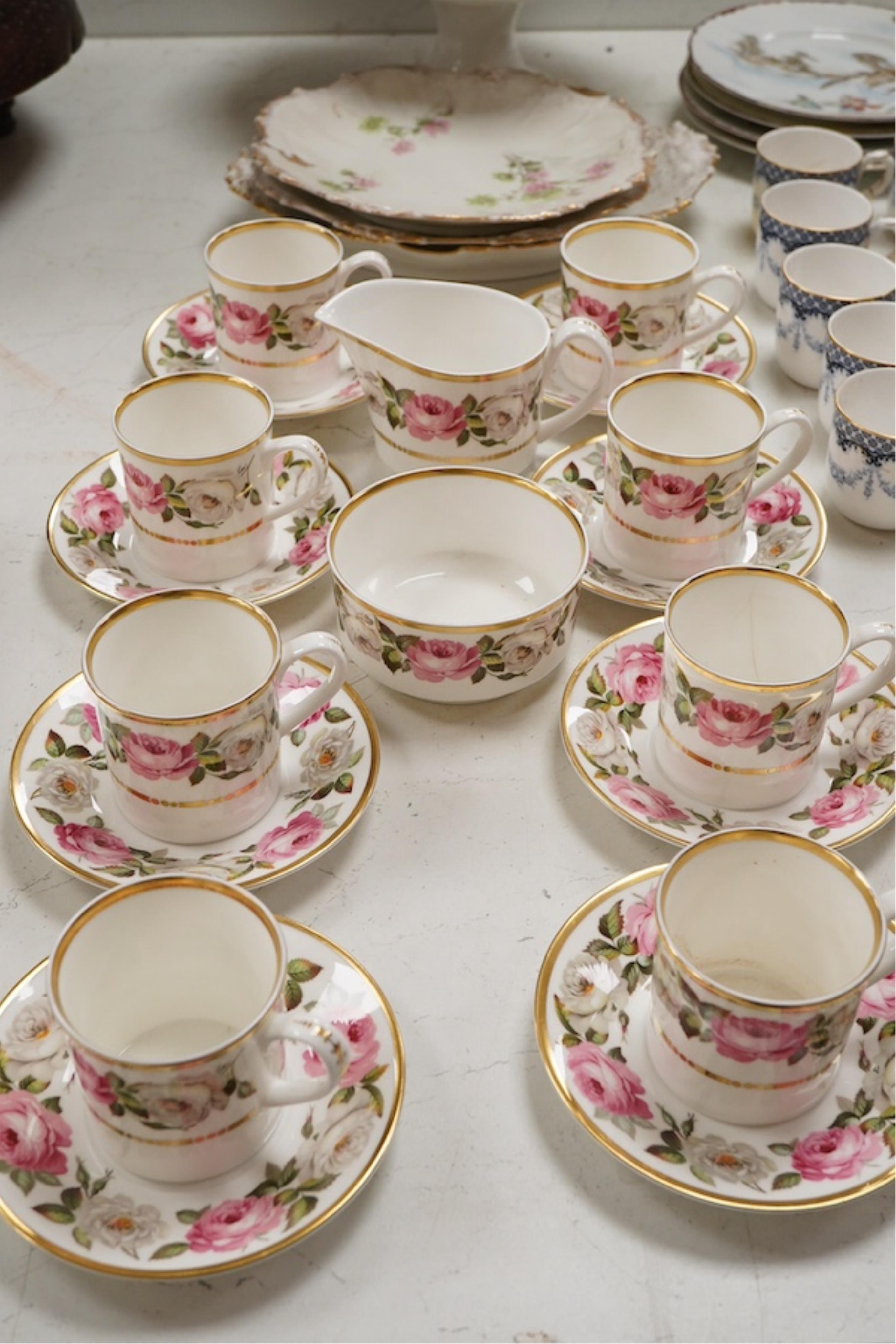 A collection of various 19th century and later European ceramics to include Dresden, Royal Worcester etc. and four Japanese ceramic plates